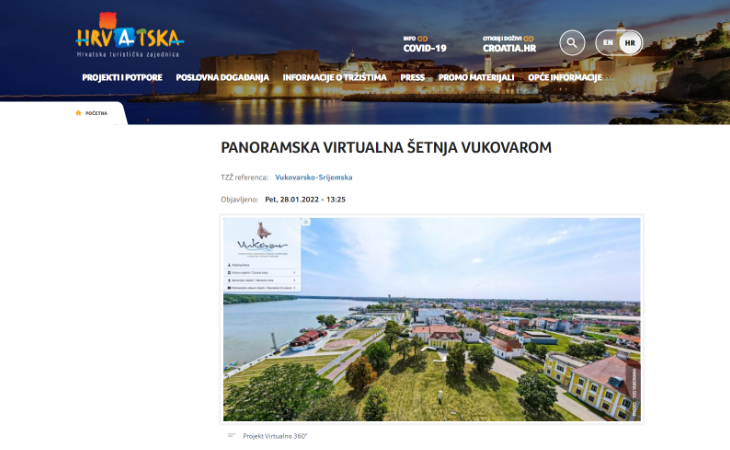 Hrvatska turistička zajednica objavila članak o virtualnoj šetnji Vukovarom